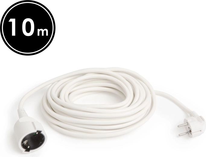 White 10 m extension cord with Schuko socket