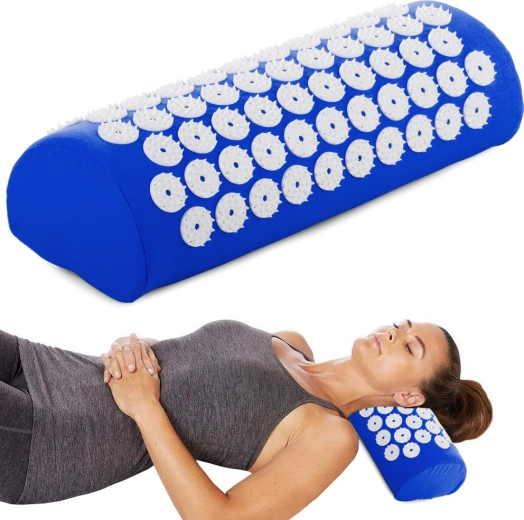 Blue Acupressure Massage Pillow for Neck and Back