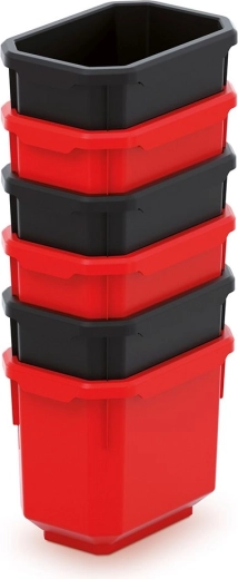 Set of 6 plastic tool boxes TITAN BOX 110 × 75 × 263 mm – black/red