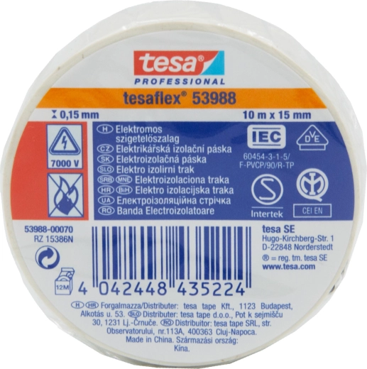 TESA Electrical Insulation Tape 15 × 10 m White