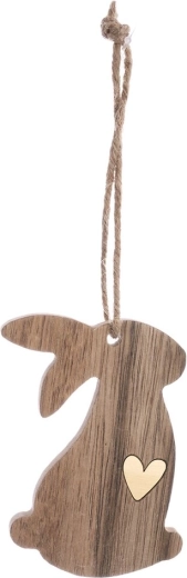 Hanging wooden bunny, brown, 10 cm
