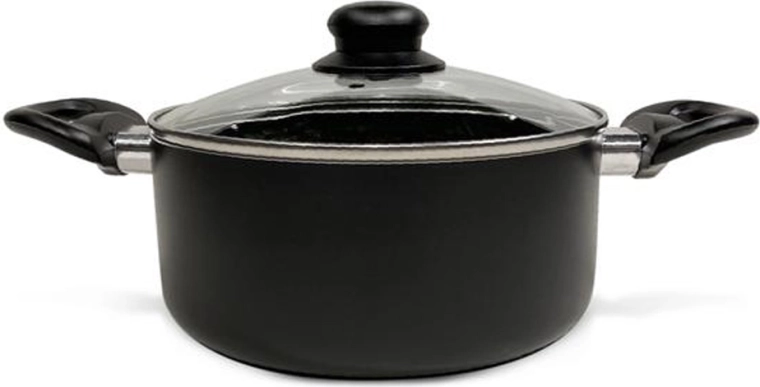 Касерола със стъклен капак Kitchisimo Nero 24 см, 4 л