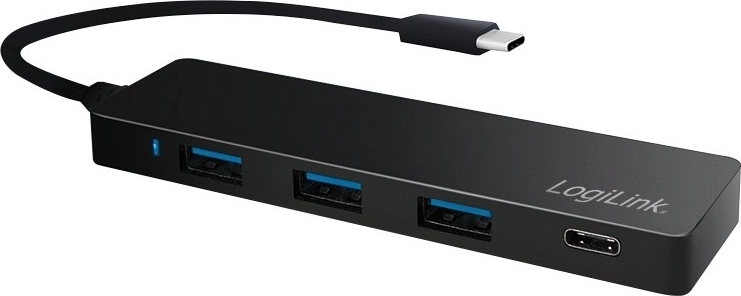 LogiLink ултратънък 4-портов USB-C хъб 3.1, черен