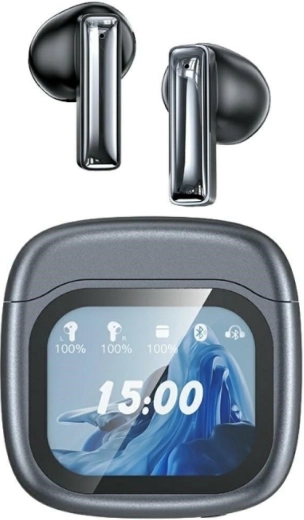 AWEI TP100 Wireless Earbuds Bluetooth 5.4 TWS with ENC and LCD Display – Black