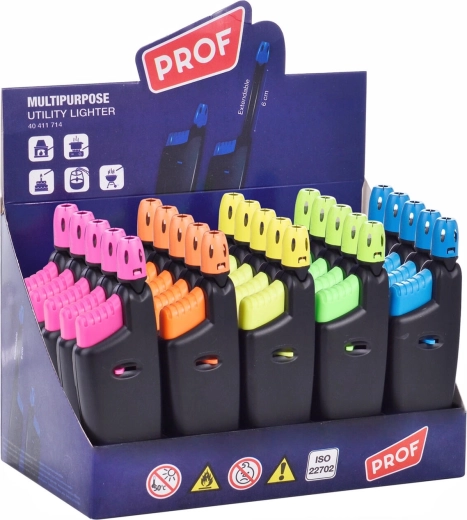 PROF 12 cm Telescopic Refillable Lighter – mixed colors
