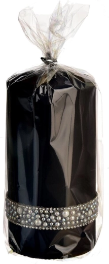 Цилиндрична свещ Pearl черна 7 × 14 см