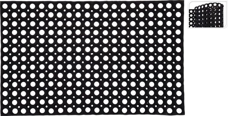 Rubber perforated doormat 50 × 80 cm black