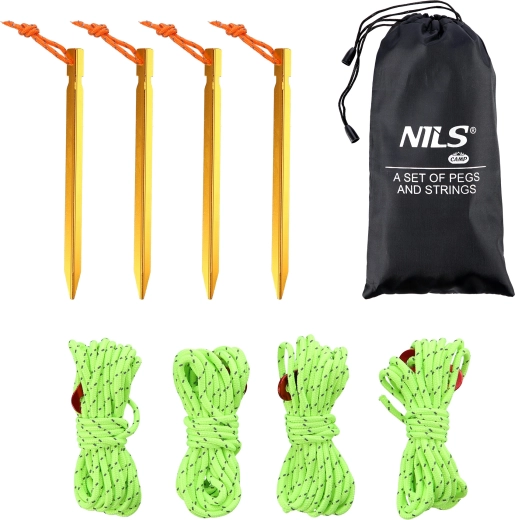 NILS Camp Tent Pegs and Guy Lines Set