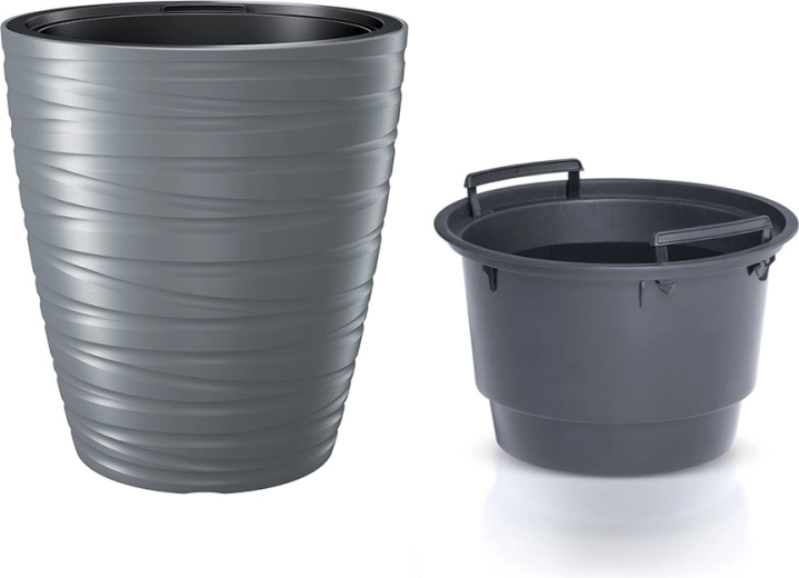 Planter with insert MAZE 37.5 cm – gray stone
