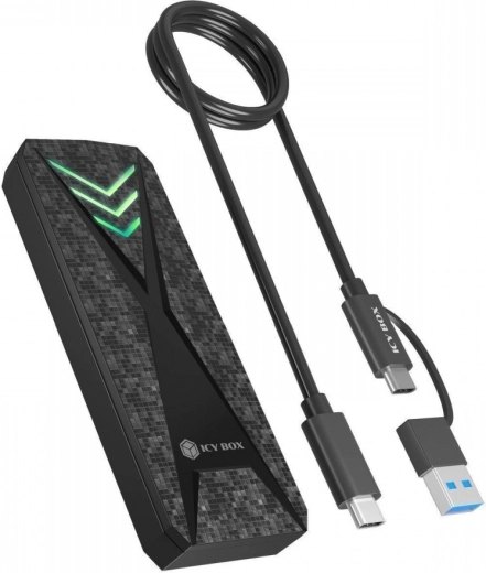 Външен корпус за SSD NVMe M.2 с USB‑C и RGB подсветка