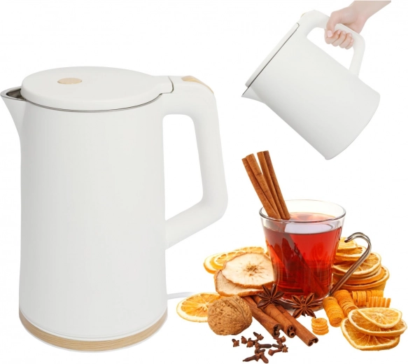 Travel cordless electric kettle 1.7 L 1500 W with swivel base – white