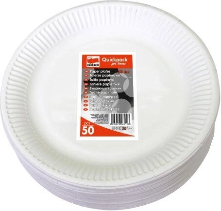 Disposable paper plates 23 cm, white (50 pcs)