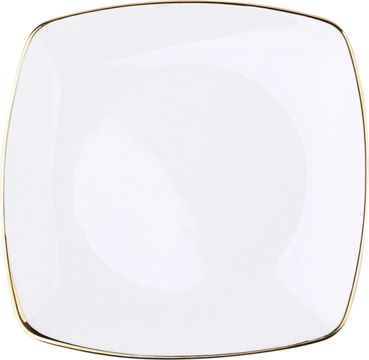 MariaPaula Moderna Dessert Plate, Square with Gold Rim, 18 cm