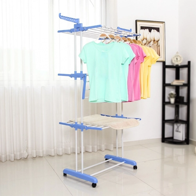 Blue Foldable Clothes Drying Rack
