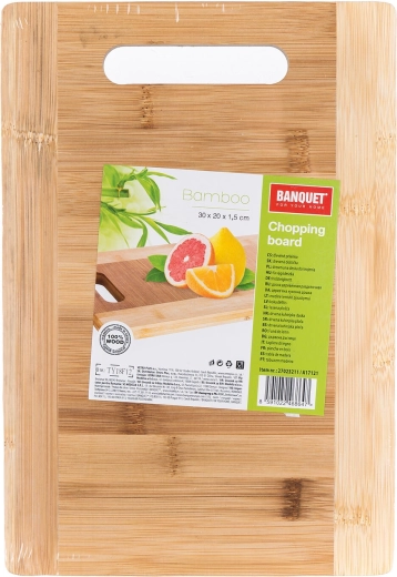 Bamboo cutting board with handle 30 × 20 × 1.5 cm BRILLANTE