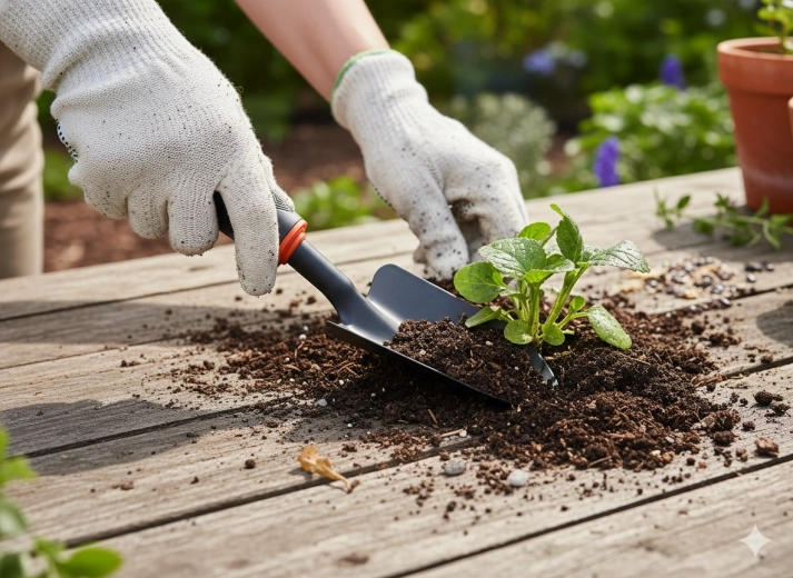 Practical for working with soil and seedlings