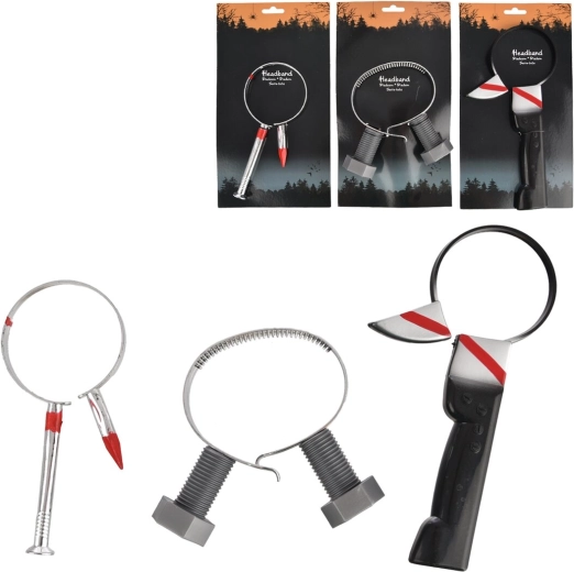 Horror Halloween headband with knife/screw through-head effect (mixed variant)