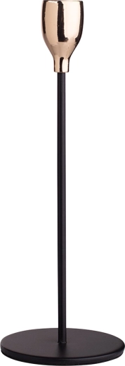 Black & Gold Taper Candle Holder 22.5 cm
