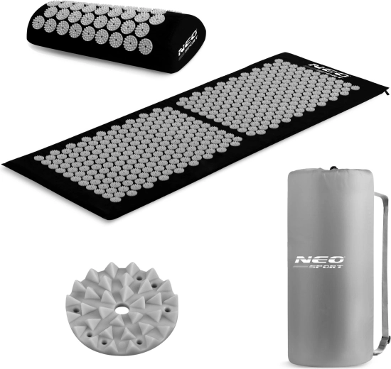 Neo-Sport acupressure massage set – spike mat and pillow, black/grey