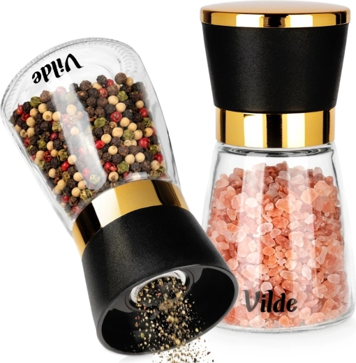 Vilde glass manual salt and pepper mills 13.5 cm, 2 pcs