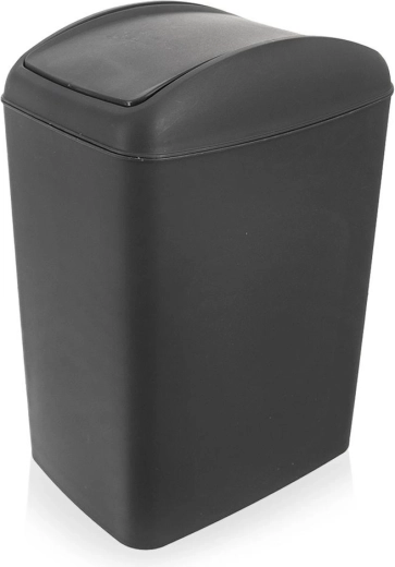 Plastic waste bin with swing lid 5 L – gray