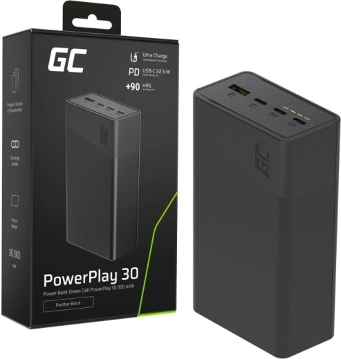 Power Bank 30000 mAh, 22.5 W, 4 ports, black