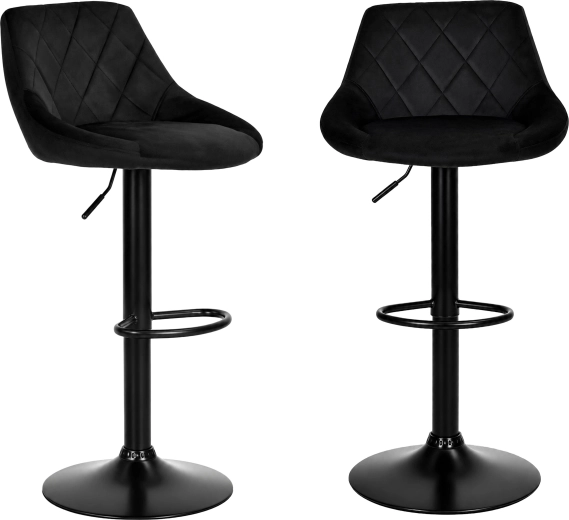 ModernHome Swivel Bar Stool with Adjustable Height in Black Velvet