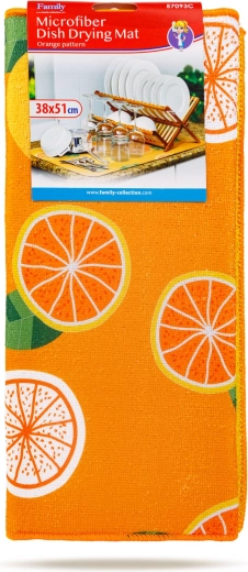 Microfiber Dish Drying Mat with Orange Design 38 × 51 cm