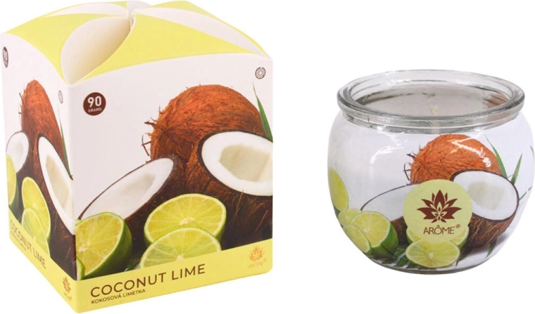 Scented glass candle coconut and lime 90 g