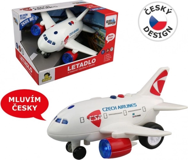 CSA airplane with captain and flight attendant announcements, friction motor, 20 cm