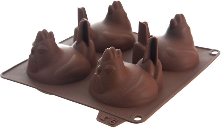 Silicone mold for cookies and pralines – brown hen