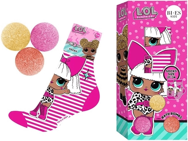 LOL Surprise Gift Set – 3x Bath Fizzers 50 g + Socks