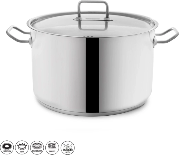 Stock Stainless Steel Saucepan 15 L with Lid