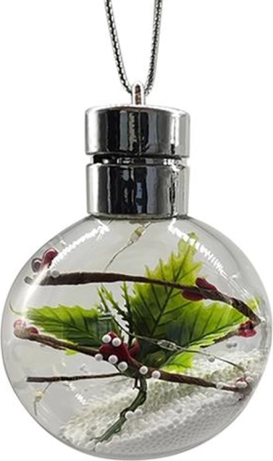 Коледна висяща LED топка 8 см – микс от мотиви