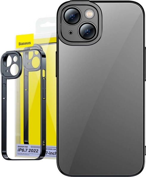 Комплект прозрачен калъф Baseus Glitter и закалено стъкло за iPhone 14 Plus
