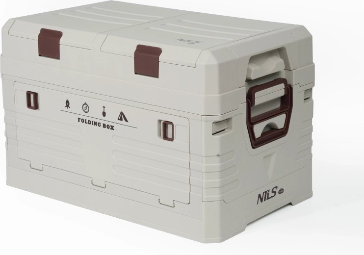 Foldable storage box with lid 42 l NILS Camp grey