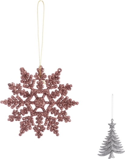 Hanging plastic Christmas ornament with glitter – assorted variants