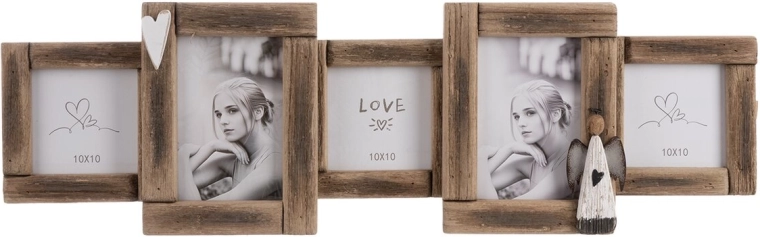 Paulownia photo frame for 5 photos, beige