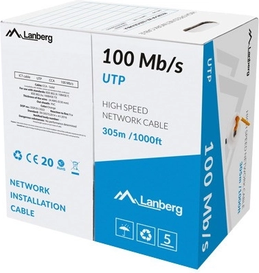 LAN cable UTP 100 Mb/s CCA 305 m, orange