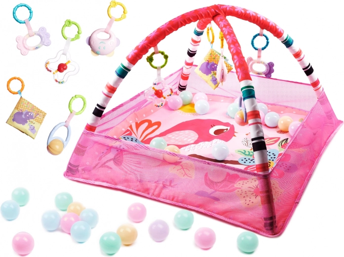 Образователна постелка с арки и топчета розова
