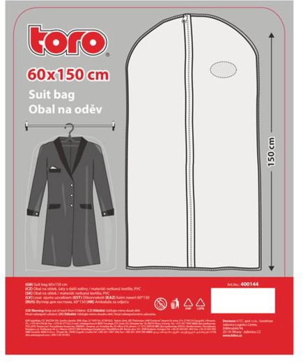 Protective garment bag for suit 150 × 60 cm made of non-woven fabric