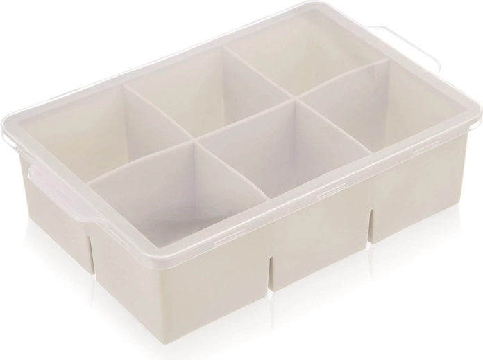Silicone mold for XXL ice cubes with lid, beige 18.5 × 12 × 5 cm
