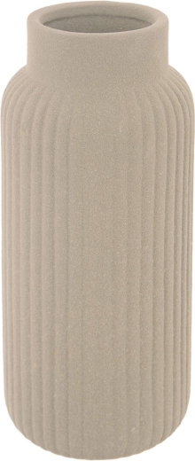 Beige porcelain vase with ribbed surface 24.5 cm