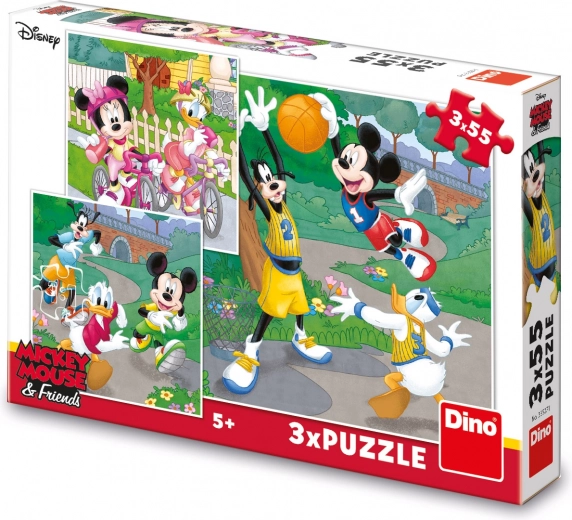 Пъзел MICKEY A MINNIE спортуват 3×55 части