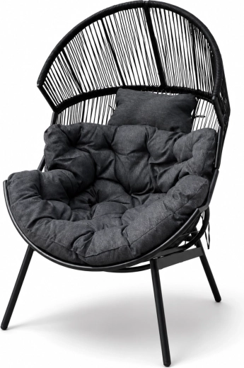 Cocoon garden chair with cushions, black