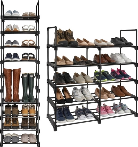 RUHHY Shelving Shoe Rack, 10 tiers, 45 × 30 × 174 cm, black