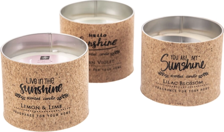 Decorative scented candle in a metal tin with cork 350 g (3 variants)