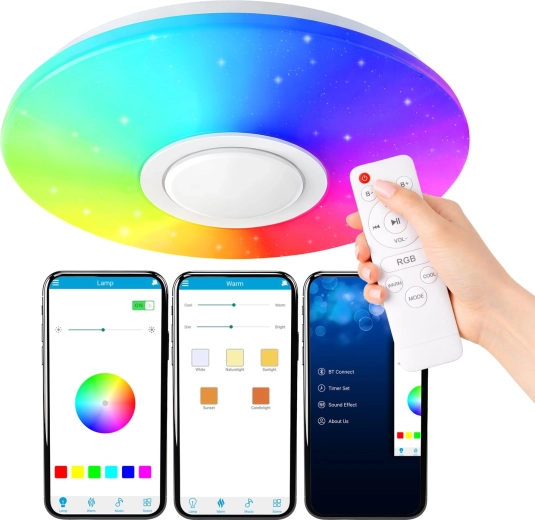 RGB LED таванно осветително тяло с Bluetooth високоговорител 40 W