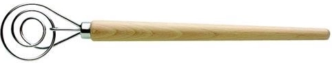 Stainless steel dough whisk with wooden handle 6 cm