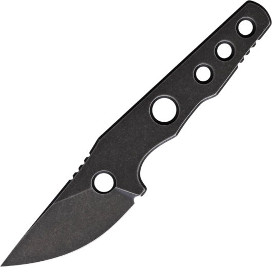 Neck knife Petrified Fish Bison, 6.1 cm, Black Stonewash, all-metal, Kydex sheath